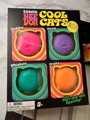 Schylling NeeDoh Teenie Cool Cats 4-Pack Squishy Fidget Stress Balls