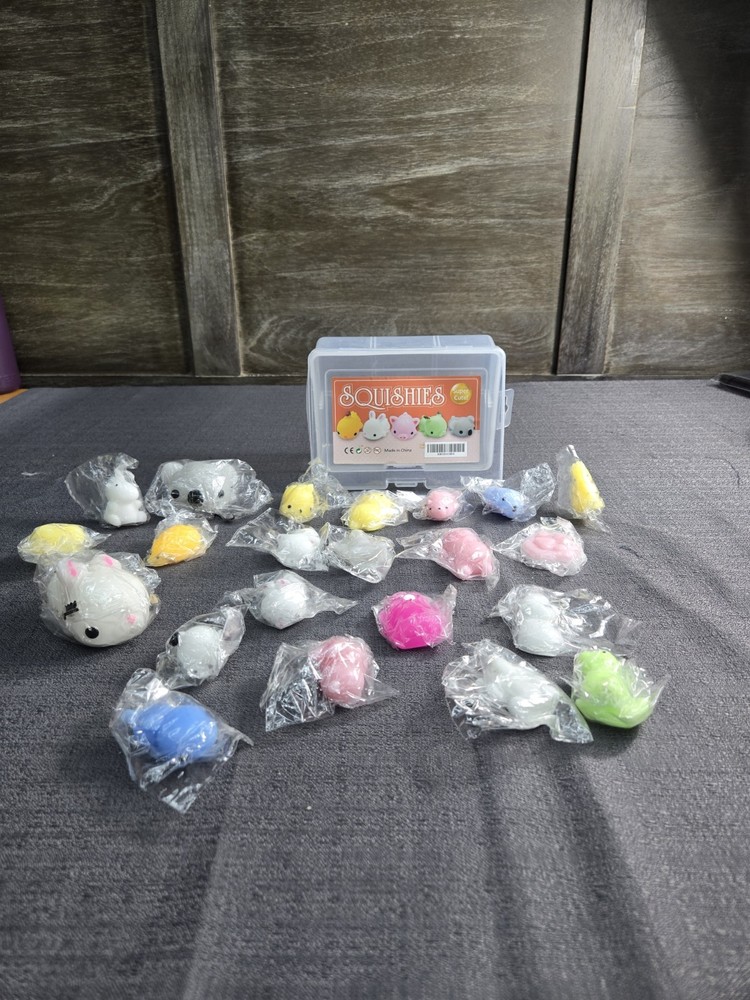 Mini Animal Mochi Squishy Toy Lot With Storage Case Kawaii Fidget Toys