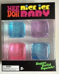AUTH!! Schylling NeeDoh Nice Ice Baby 4 pack, Mini Nice Cube 1Pink 2Blue 1Purple