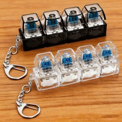2-Pack Clear Black Keyboard Fidget 4-in-1 Keychain Button Clicker Stress Relief