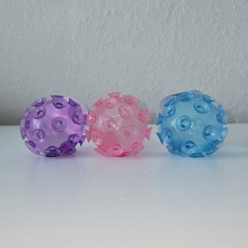 Lot 3 Suckers Suction Cup Balls Fidget Toy Glitter Stress Ball Sticks to Walls