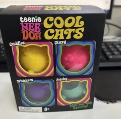 Teenie Nee Doh Cool Cats Squishy Tactile Squeeze Toy Set 4-Pack, Multicolor