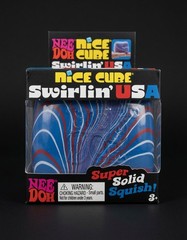 RARE! NeeDoh Nice Cube Swirlin’ USA Super Solid Squish Toy, Red White & Blue