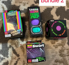 NeeDoh Sensory Squeeze Toy Bundle: Dream Drop, Teenie Furry Pup, Nice Cube