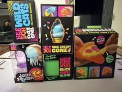 Needoh Lot Of (5). Jelly Squish, Fuzz Ball Wild Cats, Squeezza, Cream Cone, Glow