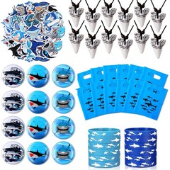 Jerify 110 Pcs Shark Party Favors Keychains Tooth Necklaces, Silicone Bracele…