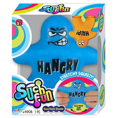 New Squishy HANGRY Guy Suction Cup Stretchy Squeeze Toy Jaru Blue Sensory Squish