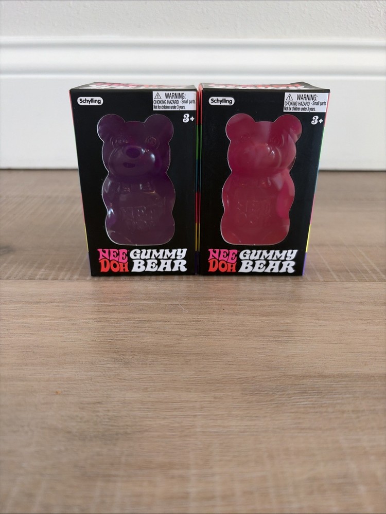 2 Schylling Nee Doh Gummy Bear Tactile Squeeze Toy Pink & Purple LOT OF 2 – NEW