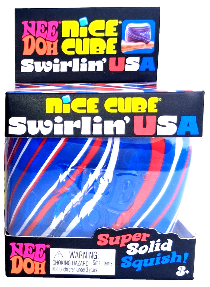 Nee Doh Nice Cube Swirlin’ USA Red White Blue Super Solid Squish Sensory Toy