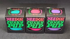 Schylling Nee Doh Funky Pup Lot of 3 Squish Squeeze Toys Teal Pink & Purple ++++
