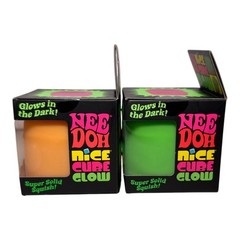 Needoh Shylling Nice Cube Glow In The Dark Set of 2 Squishy Fidget ASMR Sensory