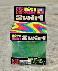 NeeDoh Nice Cube Swirl Super Solid Squish Squeeze Toy Green Blue