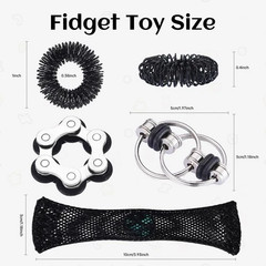 8Pcs Sensory Fidget Toys with Spinner Anxiety Toy 0.67 inches, Black