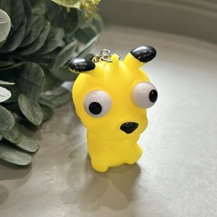 Yellow Rubber Squeeze Toy Eyes Pop Out Keychain Stress Fidget Tiny 2″