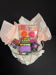 Schylling Needoh Gift Basket-Donut Holes/Cube Glow/Glow In Dark/Ice Baby Purple