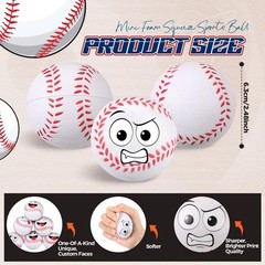 Arrowbash 24 Pcs 2.5 Face Baseball Stress Balls Bulk Funny Face Baseball