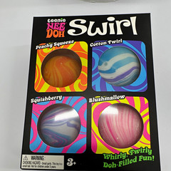 Nee Doh Swirl Teenie 4-Pack Tactile Doh-Filled Squeeze Toys, Multicolor