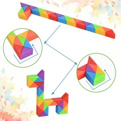 GOLDGE 24 Pack Mini Fidget Snake Cube Puzzle Toys – 10.16 mm, Rainbow Colors