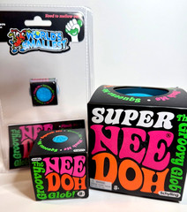 LOT OF 3🔥NeeDoh Blue Groovy Glob Size Set 🔵 World’s Smallest + Classic + Super