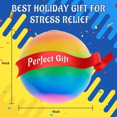 Giant 4-Inch Rainbow Stress Ball -Jumbo Big Squeeze Relief! 1Pack,