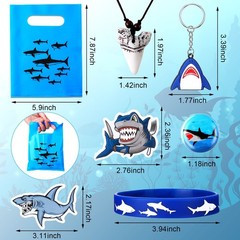Jerify 110 Pcs Shark Party Favors Keychains Tooth Necklaces, Silicone Bracele…