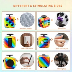 Fidget Cube for Adults, 4-Pack Small (25.4 mm), Various Colors