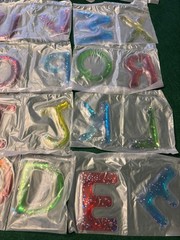 New in box set of 38 Sensory Alphabet Gel Fidget Letters Educational Toy glitter