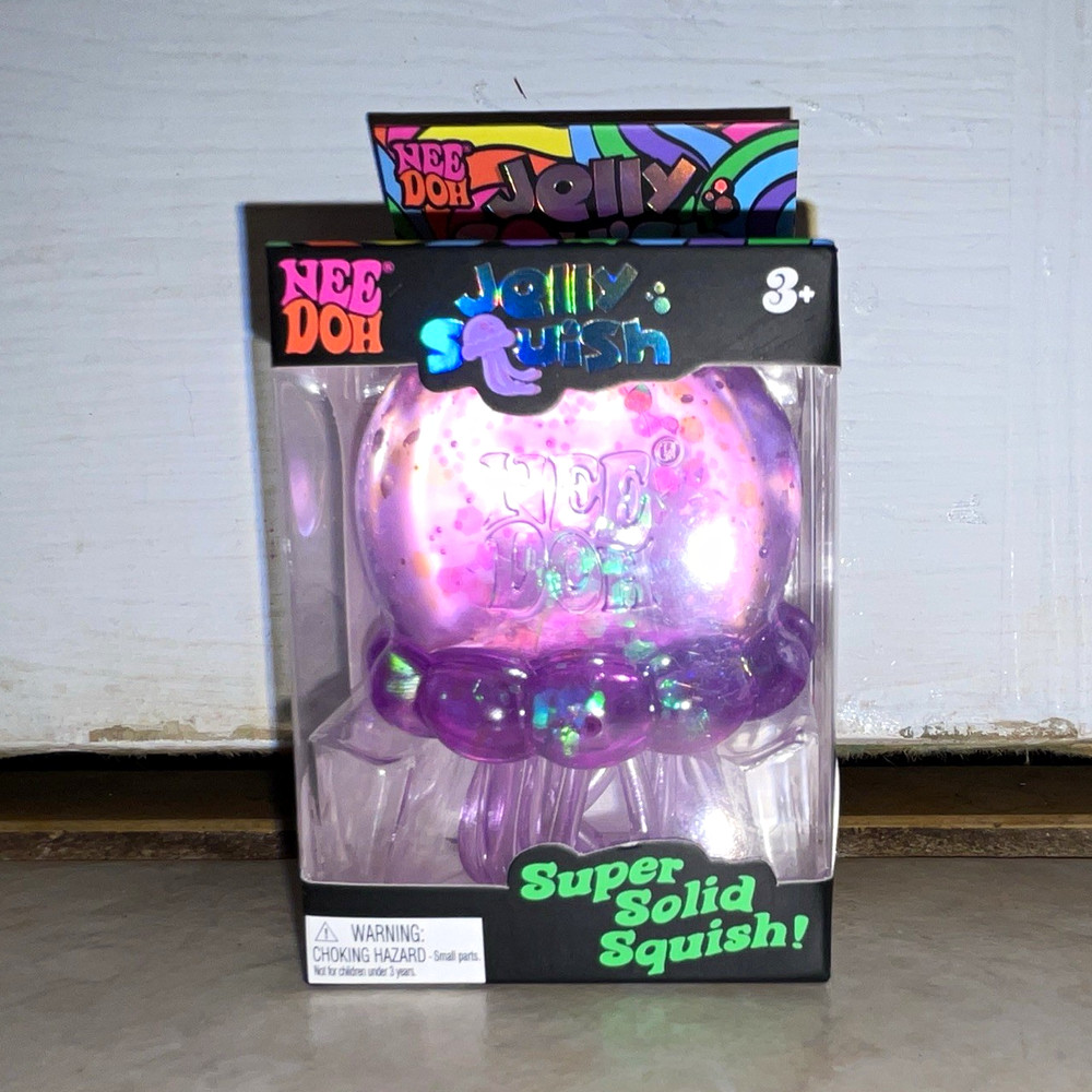 Nee Doh Jelly Squish Super Solid Jellyfish Squeeze Toy Purple/Pink 3+ 26029NA