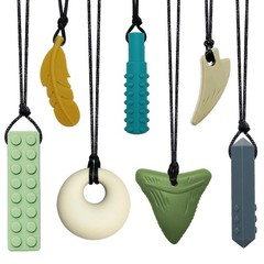 Chew Necklaces for Sensory Kids & Adults – 7 PCS Silicone Chewy Necklace Sensory