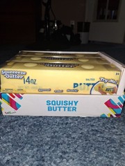 Case of 6 toymendous jumbo squishy butter in display case.