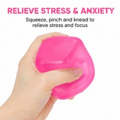 Azootty Squishy Ice Cube Fidget Toy Stress Relief Sensory Squeeze Large, Pink