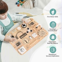 Potatomato Montessori Large Busy Board for 1 2 3 4 Year Old- Wooden Sensory…