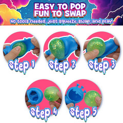 Power Your Fun Glitter Gobblers Squishy 6 pack Fidget Toys for a Child Age 3+ &