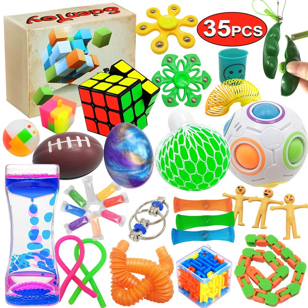 Scientoy Fidget Toy Set, 35 Pcs Sensory for ADD, OCD, Small, Multicolored