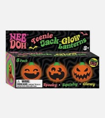 Rare/HTF NeeDoh Halloween Glow in the Dark Teenie Jack-Glow Lanterns 3 Pack
