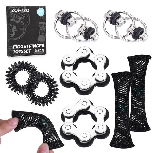 8Pcs Sensory Fidget Toys with Spinner Anxiety Toy 0.67 inches, Black