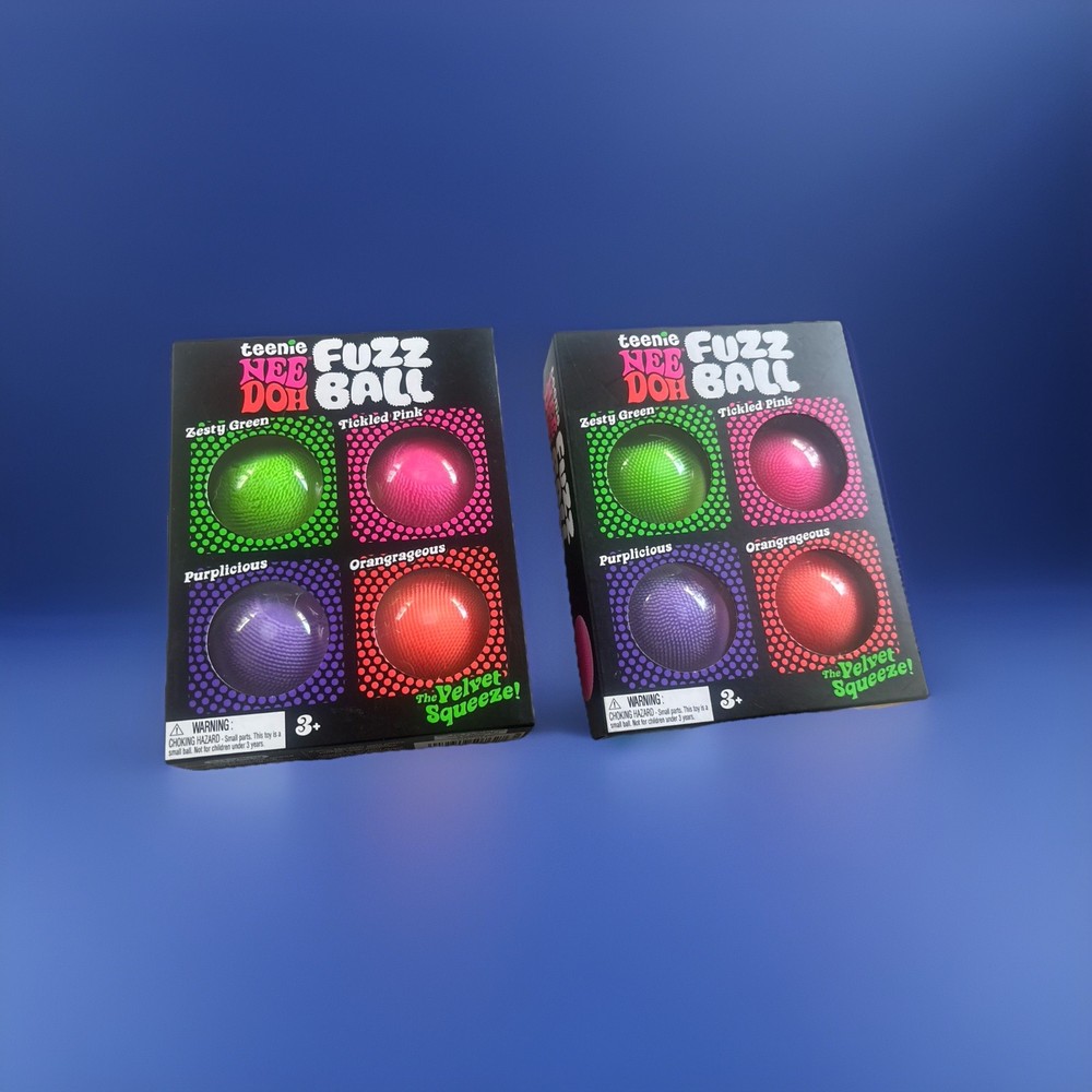 Schylling NEEDOH FUZZ BALL 4 Pack of TEENIE DOH FILLED VELVET BALLS SQUEEZE