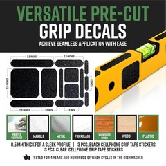 Dragon Grips 13-Piece Rectangular Rubber Grip Tape Pack – Black 1 pack,