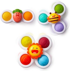 LiKee Strong Suction Cup Fidget Rotating Sensory Bath Toys Small, Multi-color