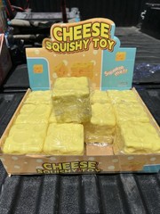 Cheese Squishy Squeeze Toy, Yellow, Display Box, Recommended Age 4+