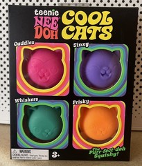 Nee Doh Cool Cats Tactile Squeeze Toys, Pink Purple Green Orange Yellow