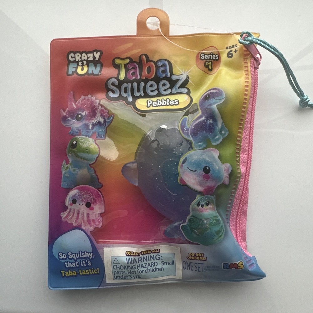 Taba Squeez PEBBLES THE FISH Squishy, Series 1 w/ Sequin Pack, Crazy Fun Squeeze
