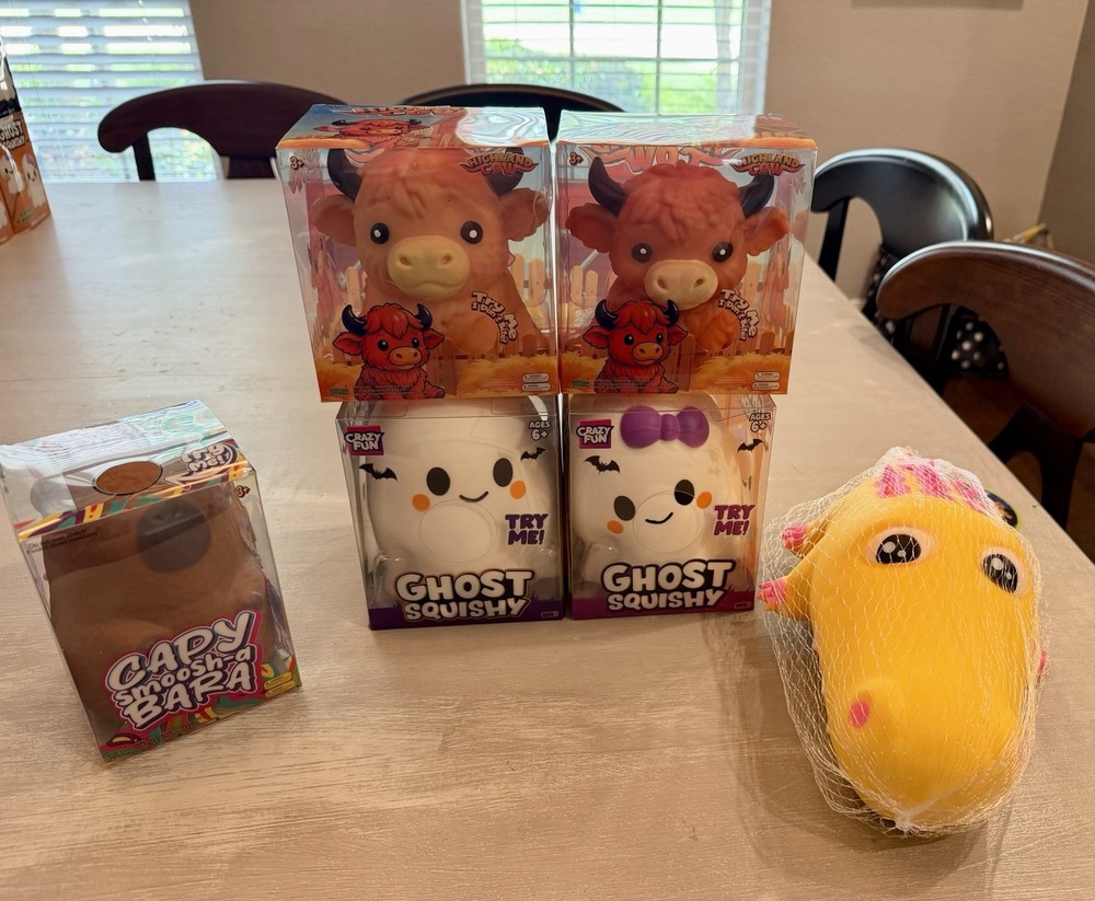 Rare Squishy Bundle! Set of Ghosts, Set of Highland Cows, 1 Capy & 1 Gator NEW