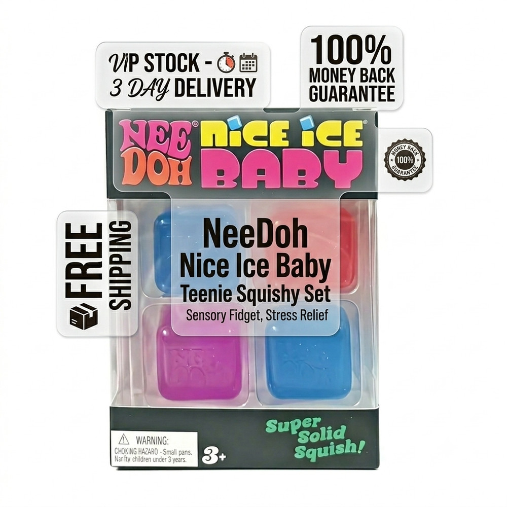 Needoh Nice Ice Baby 4 Pack Mini Cubes Squishy Stress Fidget Toy Authentic