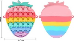 Rainbow Strawberry Bag w Shoulder Strap Pop Fidget Toy Simple Dimple Pop Bag