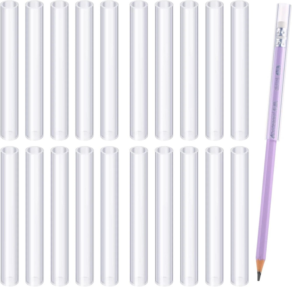 Pajean 20 Pieces Kids Chewable Clear Pencil Toppers for Sensory Pencil Toppers S