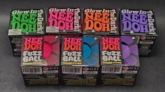 Schylling Nee Doh Glow in the Dark & Fuzz Ball Lot of 7 Green Pink Blue Purple +
