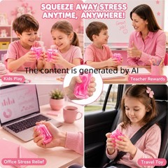 Azootty Squishy Ice Cube Fidget Toy Stress Relief Sensory Squeeze Large, Pink