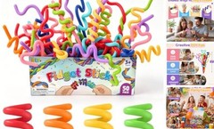 Fidget Toys Bulk for Kids: 50 Pack Bendable Fidget Sticks – Party Favors