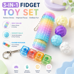 3 in 1 Sensory Toys Set Little Ouchies Roller Fidget Toy Balls Keyboard Toys US